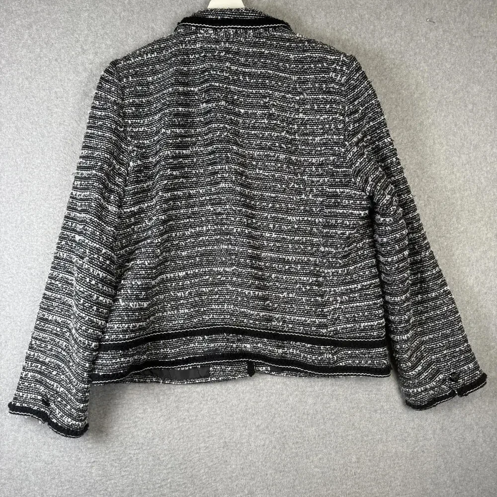 Talbots Women's Size 18 Plus Grey Tweed Nylon Blend Blazer Jacket Coat